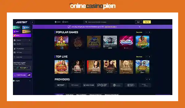 justbit casino screenshot 1