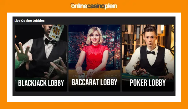 live casino menu